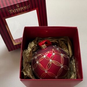 Waterford Red Gold-Trim Christmas Ornament - Holiday Home Decor